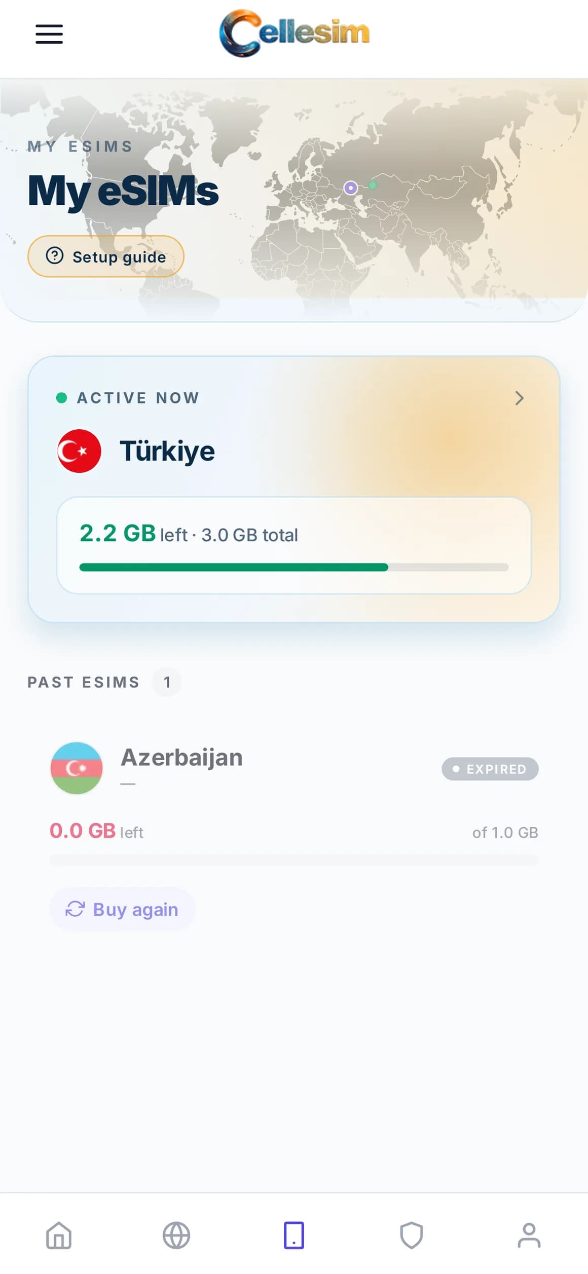 Cellesim · DATA USAGE